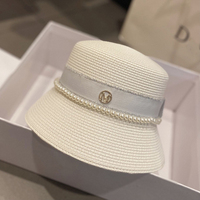 Nowe damskie kapelusze przeciwsłoneczne lato elegancka perła łuk słomkowy kapelusz moda składany kapelusz wioślarski czapka Holiday Audrey Hepburn kapelusz na plażę 4